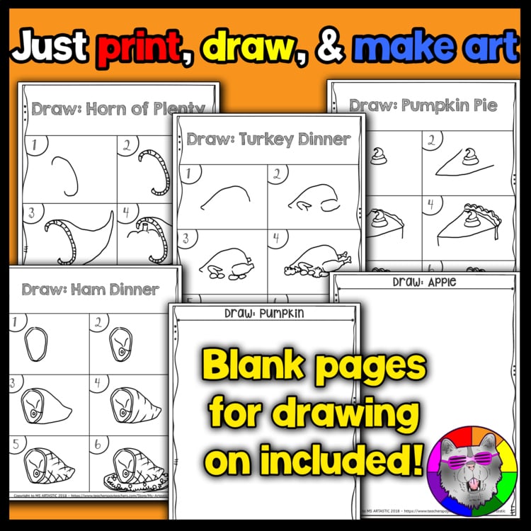 Thanksgiving Directed Drawing Art Activities Thanksgiving Worksheets Art Lessons – image 4