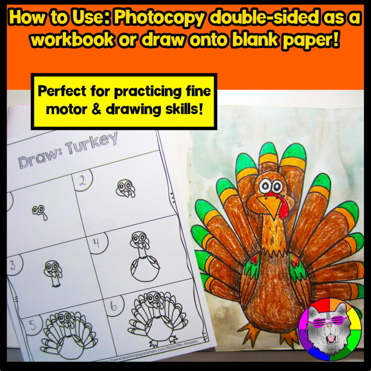 Thanksgiving Directed Drawing Art Activities Thanksgiving Worksheets Art Lessons – image 2