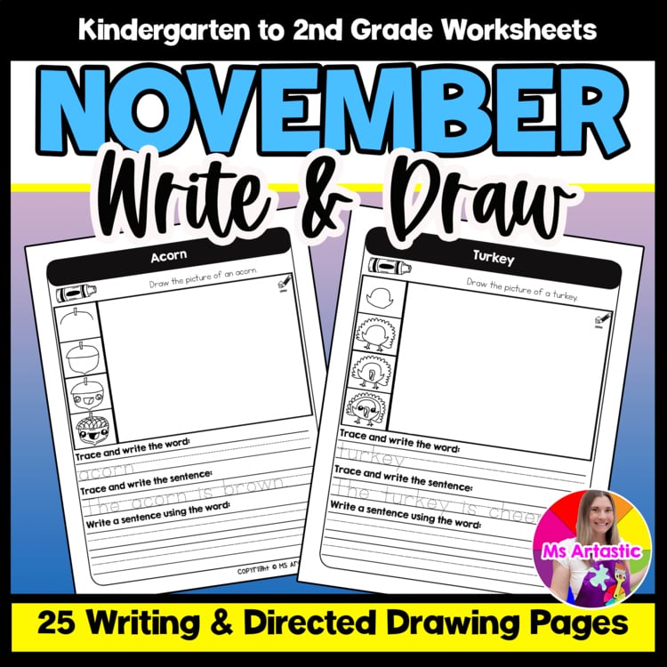 November Writing Practice Directed Drawing Fall Write and Draw Sentence Writing
