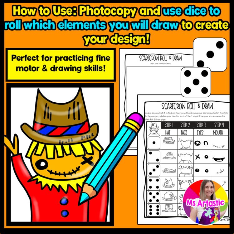 Autumn Roll and Draw Directed Drawing Activity Fall Art Game Autumn Art Lesson – image 2