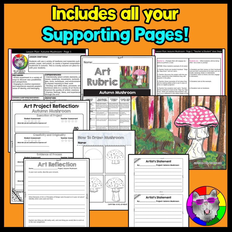 Autumn Art Lesson Mushroom Art Project Fall Art Activity Autumn Forest Artwork – image 4