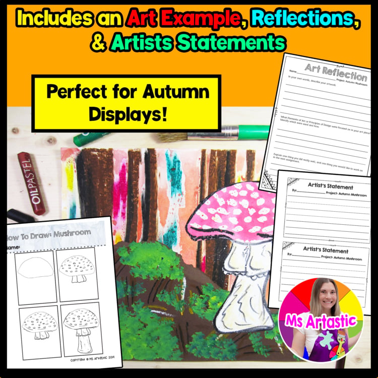 Autumn Art Lesson Mushroom Art Project Fall Art Activity Autumn Forest Artwork – image 3