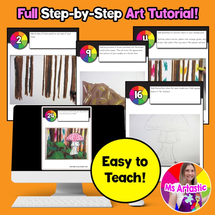 Autumn Art Lesson Mushroom Art Project Fall Art Activity Autumn Forest Artwork – image 2