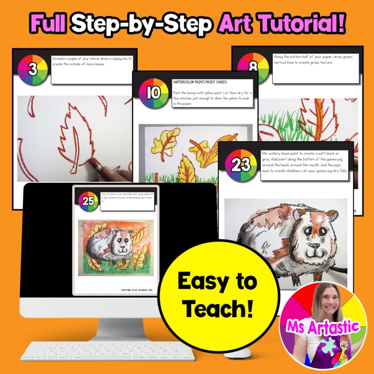 Autumn Art Lesson Guinea Pig Art Project Fall Art Activity Autumn Art Tutorial – image 2