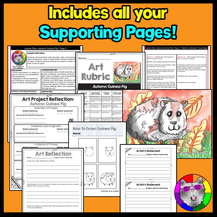 Autumn Art Lesson Guinea Pig Art Project Fall Art Activity Autumn Art Tutorial – image 4