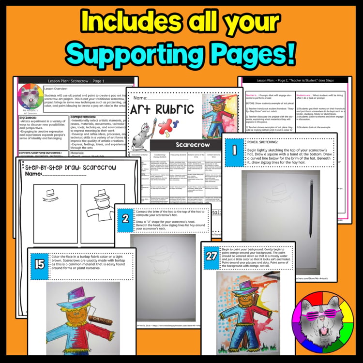 Autumn Art Lesson Scarecrow Art Project Fall Art Lesson Autumn Pop Art Activity – image 4