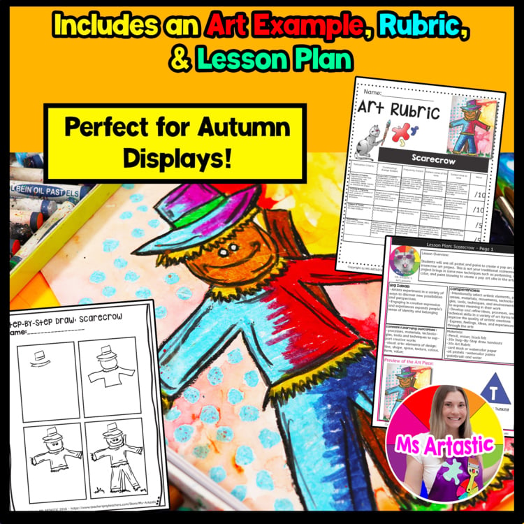 Autumn Art Lesson Scarecrow Art Project Fall Art Lesson Autumn Pop Art Activity – image 3