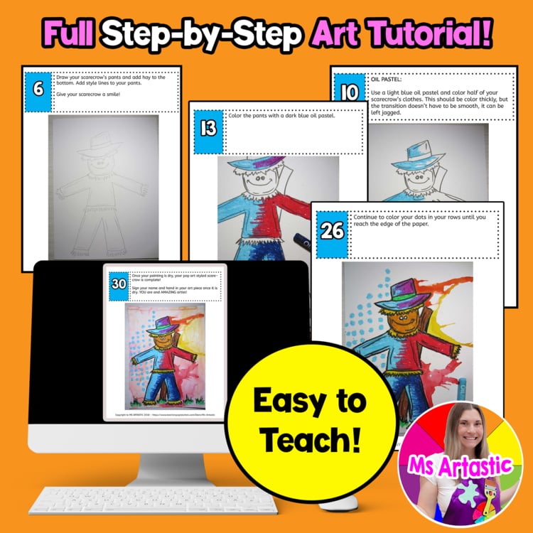 Autumn Art Lesson Scarecrow Art Project Fall Art Lesson Autumn Pop Art Activity – image 2