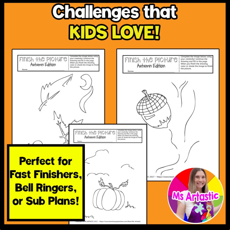 Autumn Art Activity Finish the Picture Fall Fast Finisher Creativity Challenges – image 3