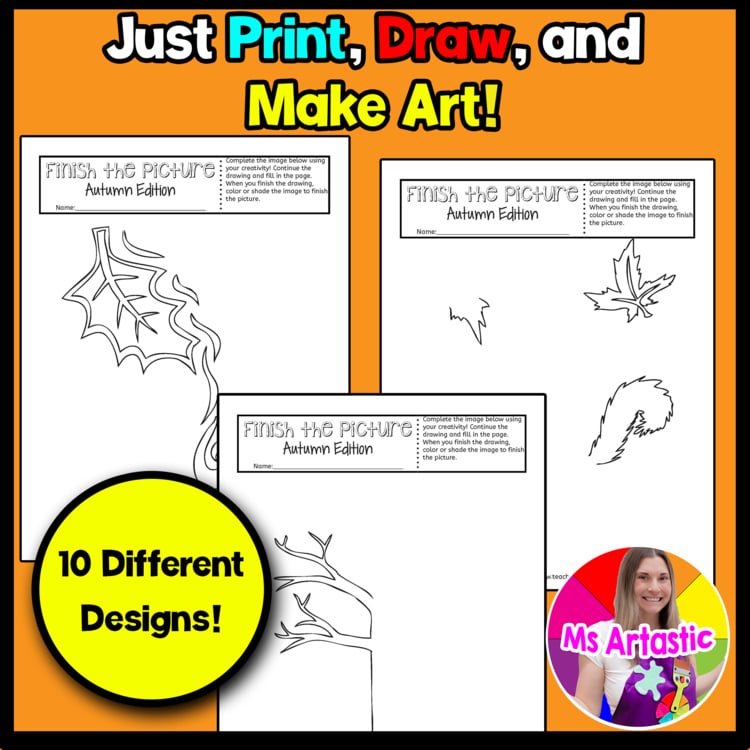 Autumn Art Activity Finish the Picture Fall Fast Finisher Creativity Challenges – image 2