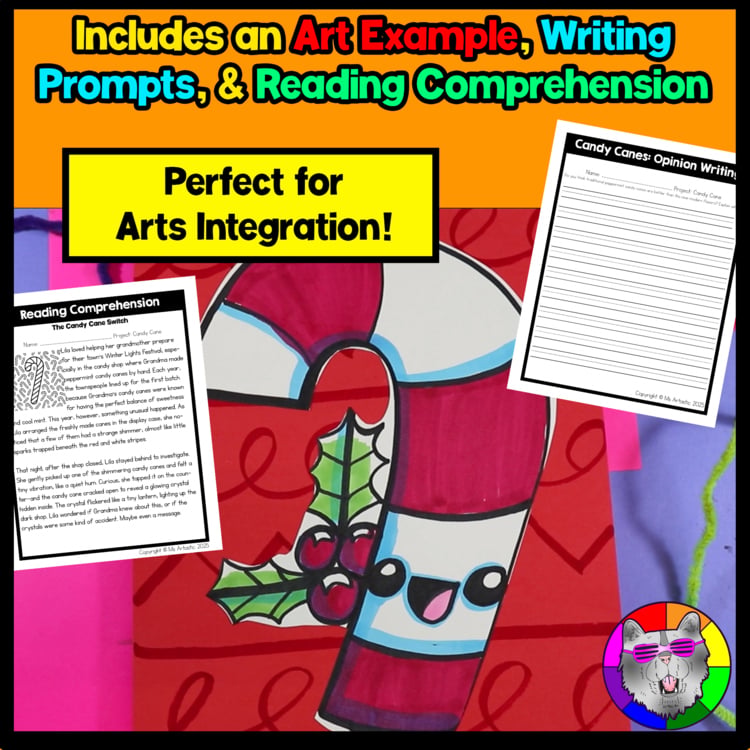 Christmas Art Project Candy Cane Art Lesson Christmas Art Activity December Art – image 4