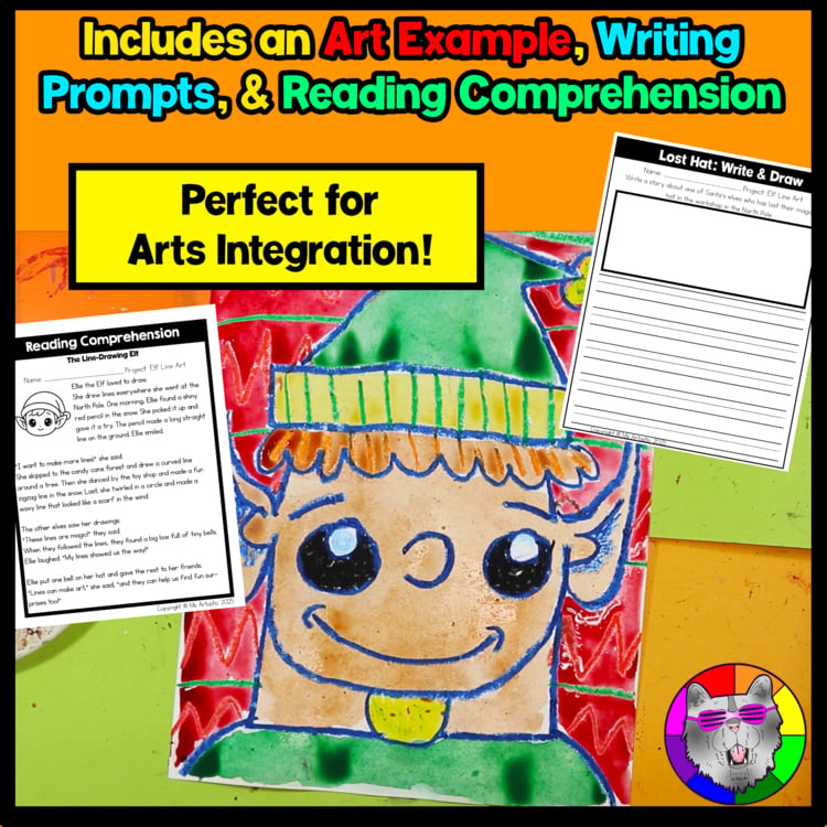 Christmas Art Project Santas Elf Art Lesson Christmas Art Activity December Art – image 4