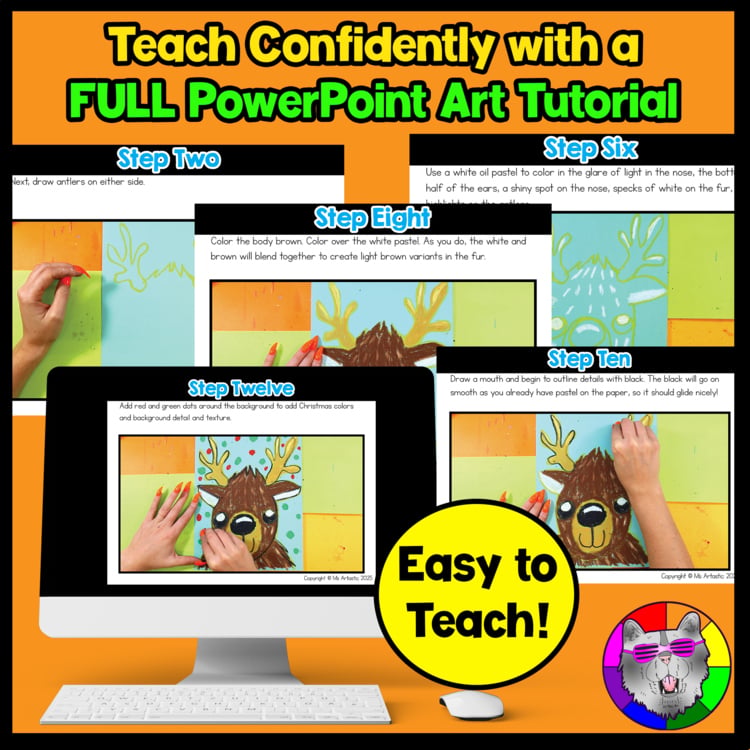 Christmas Art Project Reindeer Art Lesson Christmas Art Activity December Art – image 4