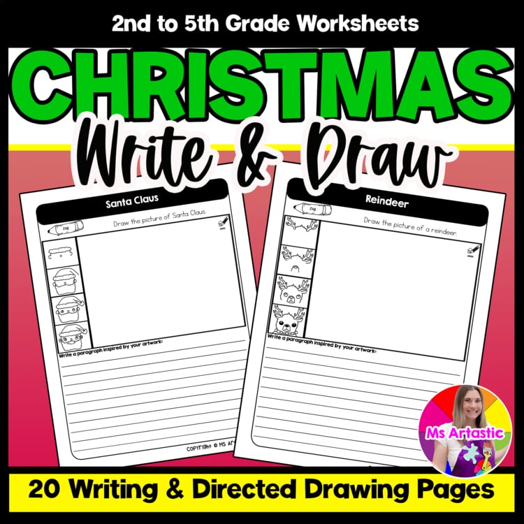 Christmas Writing Practice Directed Drawing Christmas Paragraph Writing and Draw