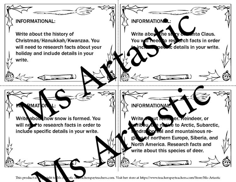 Christmas Writing Task Cards, Writing Prompt Cards – image 2