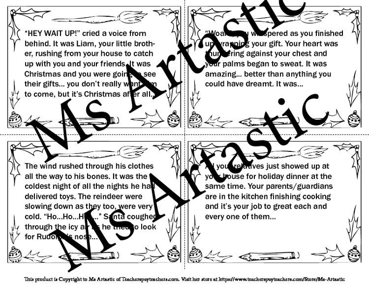 Christmas Writing Task Cards, Writing Prompt Cards – image 3