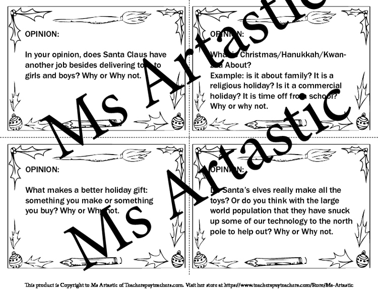 Christmas Writing Task Cards, Writing Prompt Cards – image 4