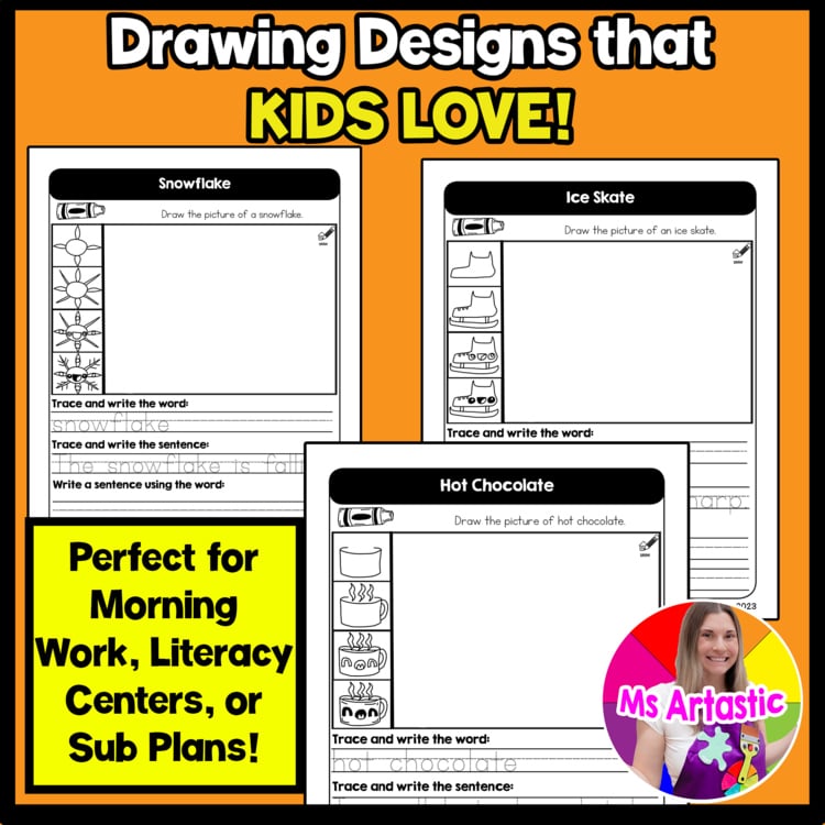 January Writing Practice Directed Drawing Winter Write and Draw Sentence Writing – image 4