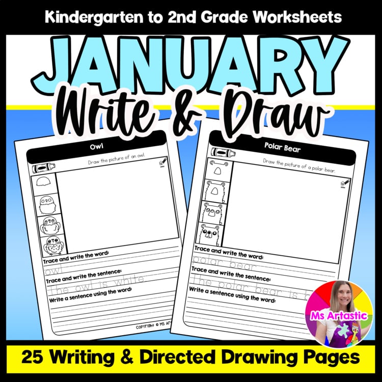 January Writing Practice Directed Drawing Winter Write and Draw Sentence Writing