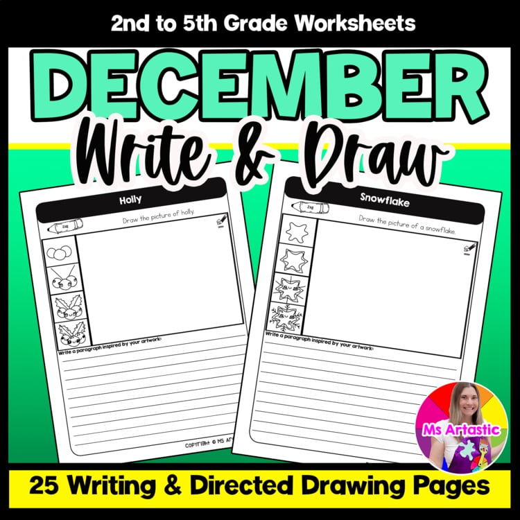 December Writing Practice Directed Drawing Winter Paragraph Writing and Draw