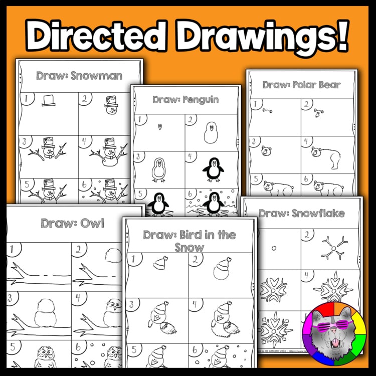 Winter Directed Drawing Winter Art Activities | Ms Artastic