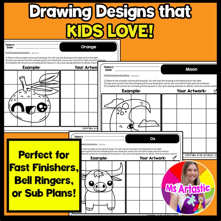 Lunar New Year Cartoon Grid Drawing Worksheets Chinese New Year Art Activity – image 3