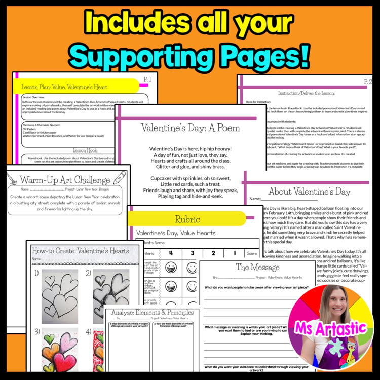 Valentines Day Art Lesson Plan Valentines Day Art Project Vday Art Activity – image 3