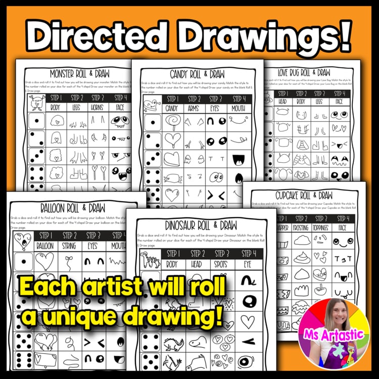 Valentine’s Day Roll and Draw Directed Drawing Activity Valentine Art Game Art – image 4