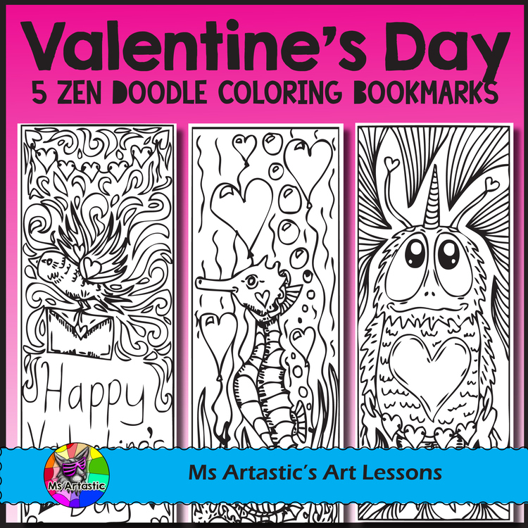 Valentine’s Day Bookmarks for Coloring & Activity