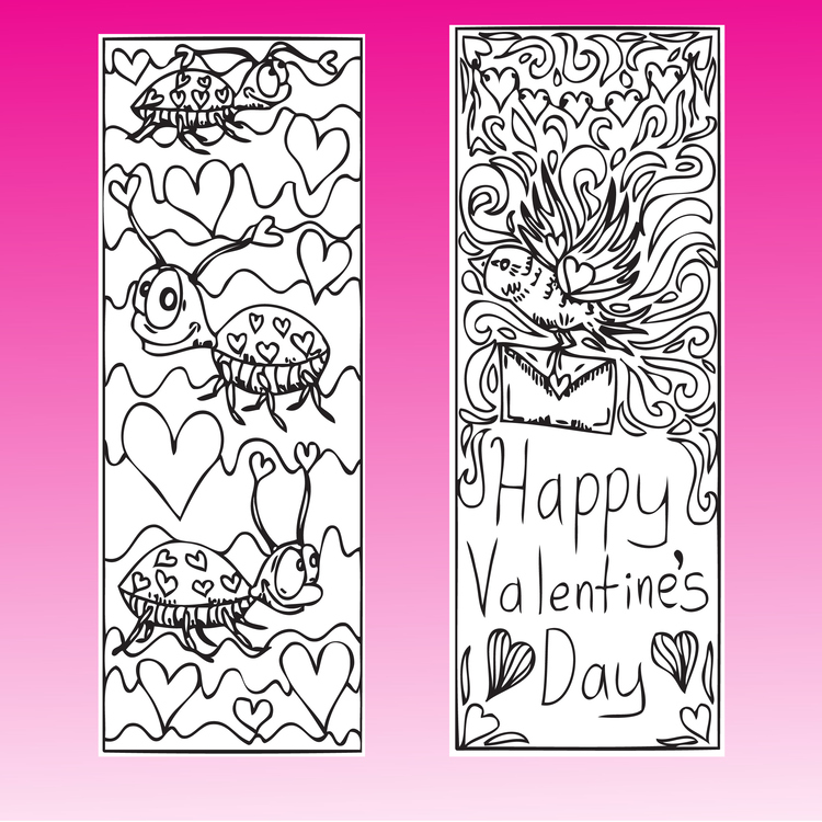 Valentine’s Day Bookmarks for Coloring & Activity – image 2
