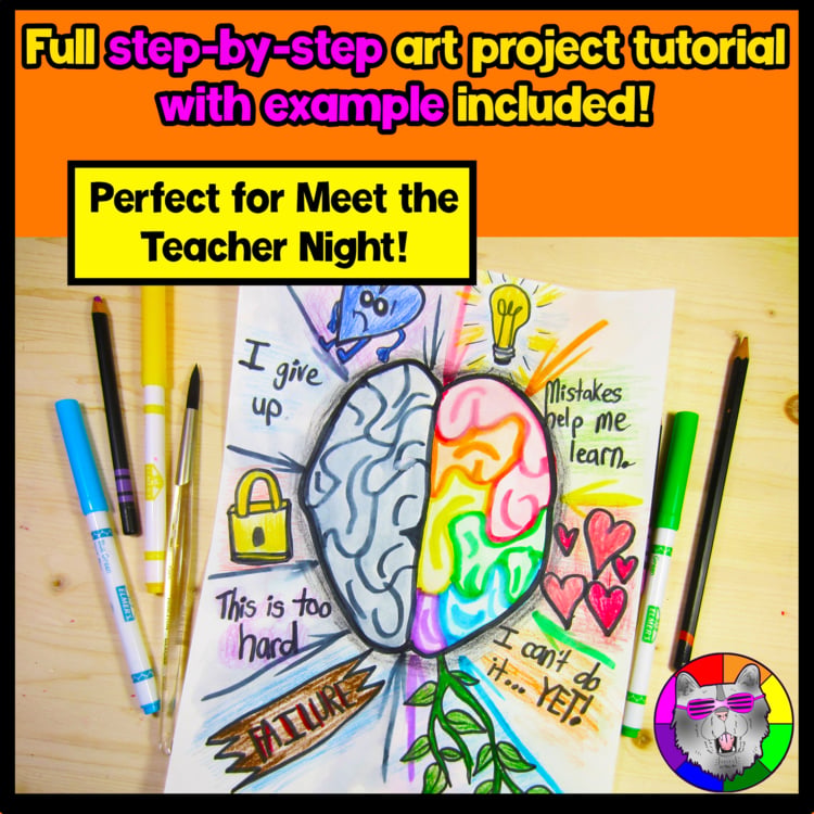 Growth Mindset Art Project Fixed Mindset Social Emotional Learning Brain Drawing – image 3