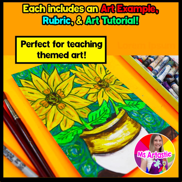 Van Gogh Sunflowers Art Lesson Van Gogh Sunflower Art Project Art Activity – image 2