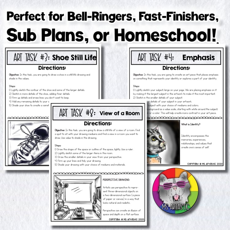 10 Middle School Art Lessons Art Projects Homeschool Art Sub Plans Fast Finisher – image 4