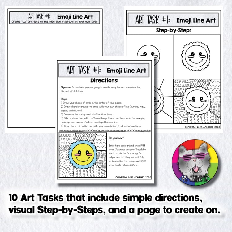 10 Art Lessons Projects Homeschool Bell Ringers Fast Finishers Art Sub Plans – image 3