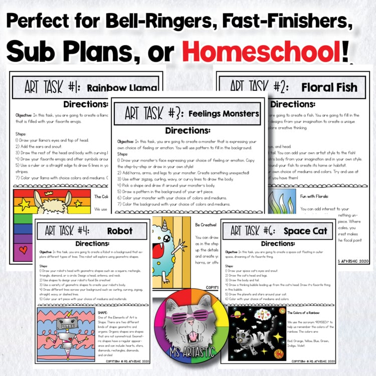 14 Art Lessons Homeschooling Bell Ringers Fast Finishers Art Sub Plans – image 4