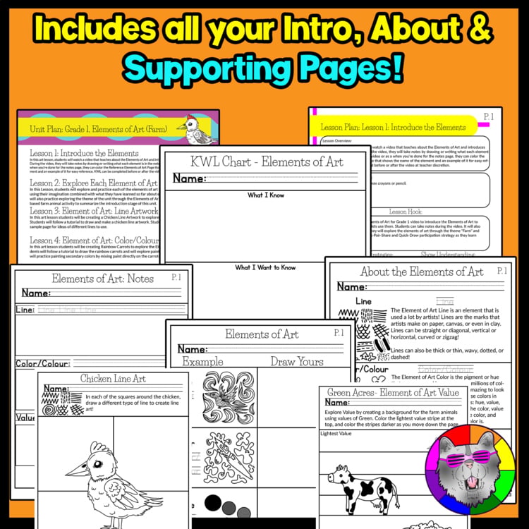 1st Grade Art Projects Elements of Art Lessons Farm Art Activities Worksheets – image 3