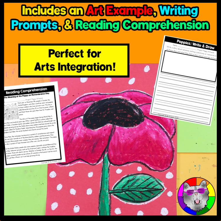 Poppy Art Lesson Remembrance Day Art Memorial Day Art Project Writing Reading – image 4