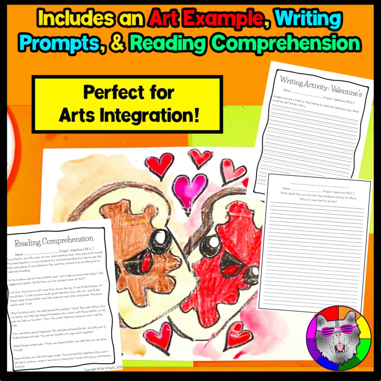 Valentines Day Art Project PB & J Art Lesson Valentine Art Activity V Day Craft – image 4