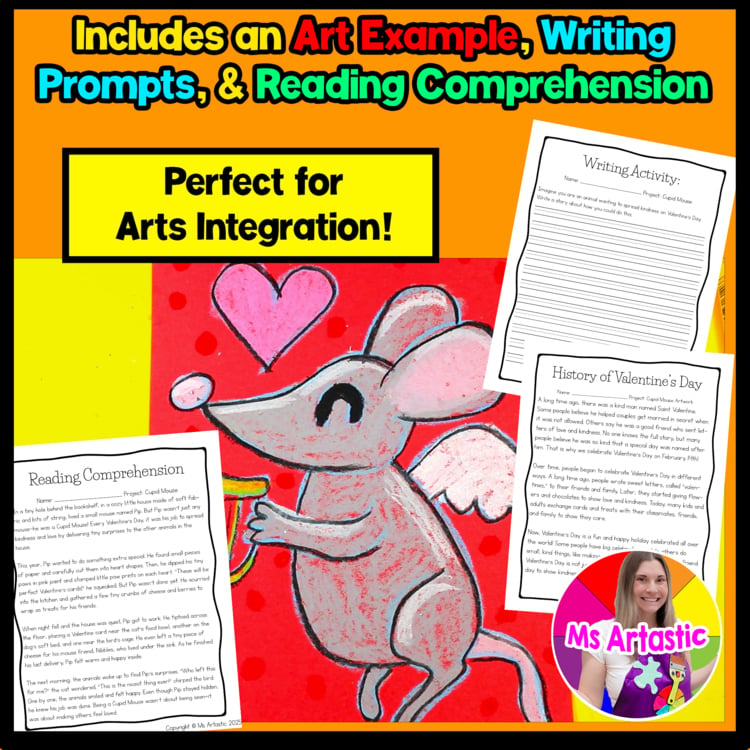 Valentines Day Art Lesson Cupid Mouse Valentine Art Project Reading Writing – image 4