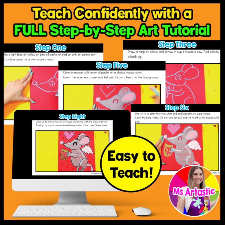 Valentines Day Art Lesson Cupid Mouse Valentine Art Project Reading Writing – image 2