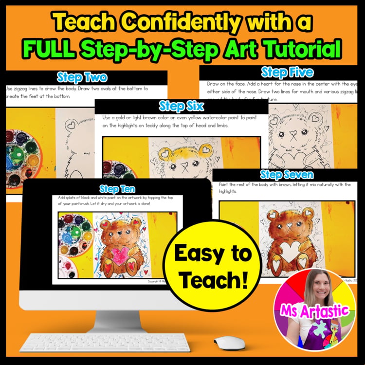 Valentines Day Art Project Teddy Art and Writing Prompt Reading Comprehension – image 2