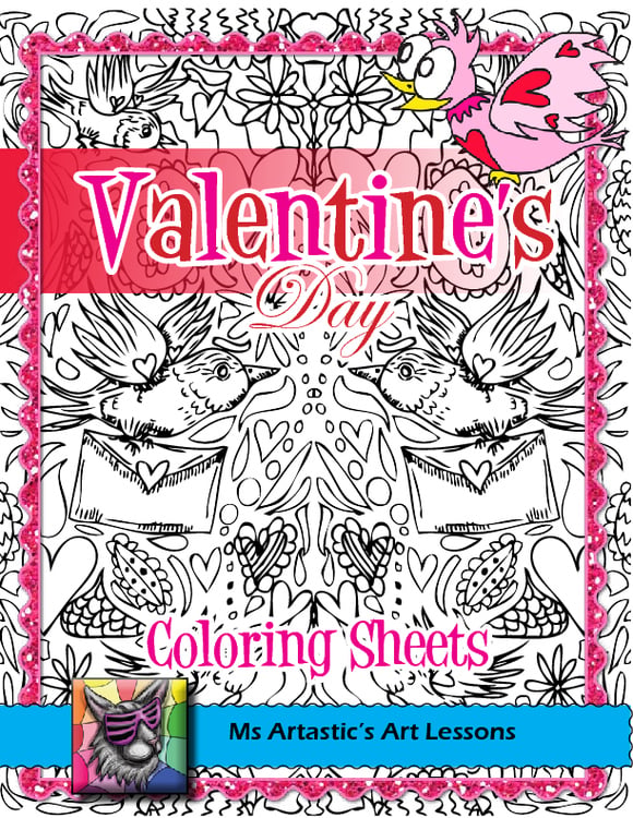 Valentines Day Coloring Sheets, Bookmarks, Cards & Art Lessons – image 3