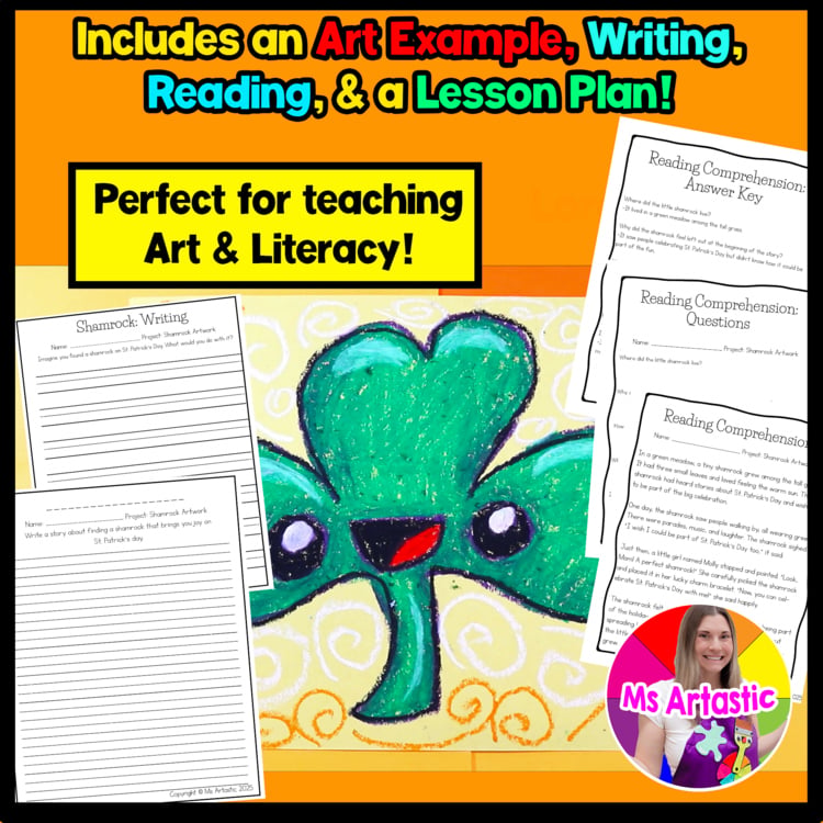 St Patricks Day Art Lesson Shamrock Art Project St Patricks Writing and Reading – image 2