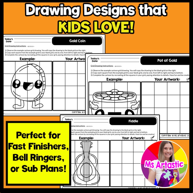 St Patricks Day Cartoon Grid Drawing Worksheets St Patricks Day Art Activities – image 3