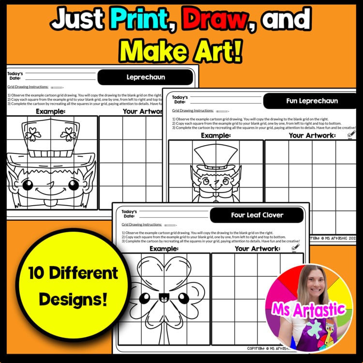 St Patricks Day Cartoon Grid Drawing Worksheets St Patricks Day Art Activities – image 2