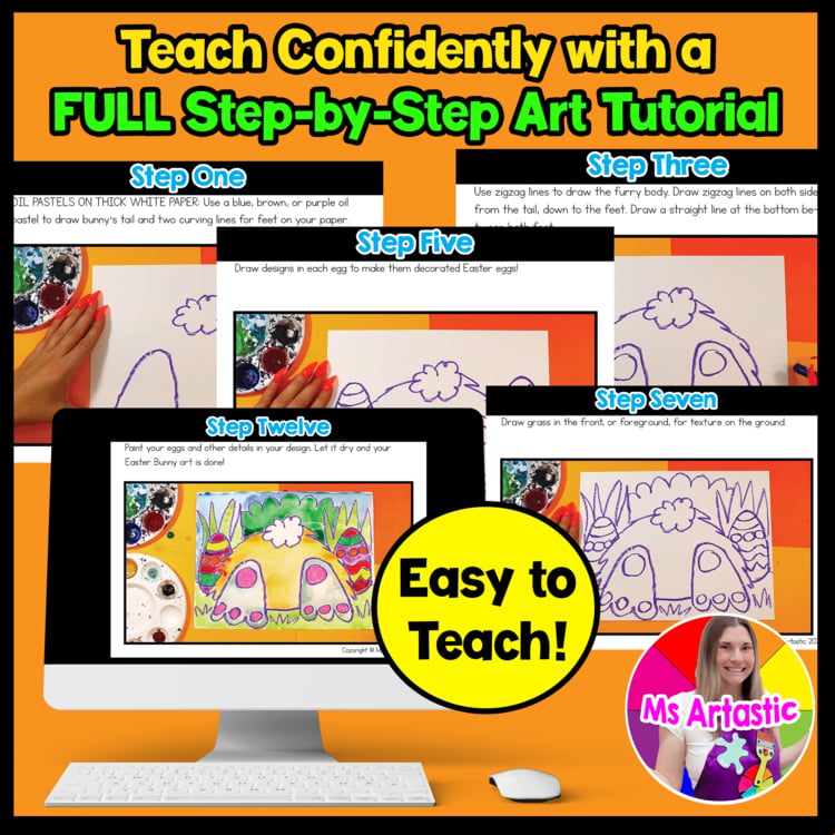 Easter Bunny Art Lesson Easter Directed Drawing Bunny Art Project Spring Artwork – image 4