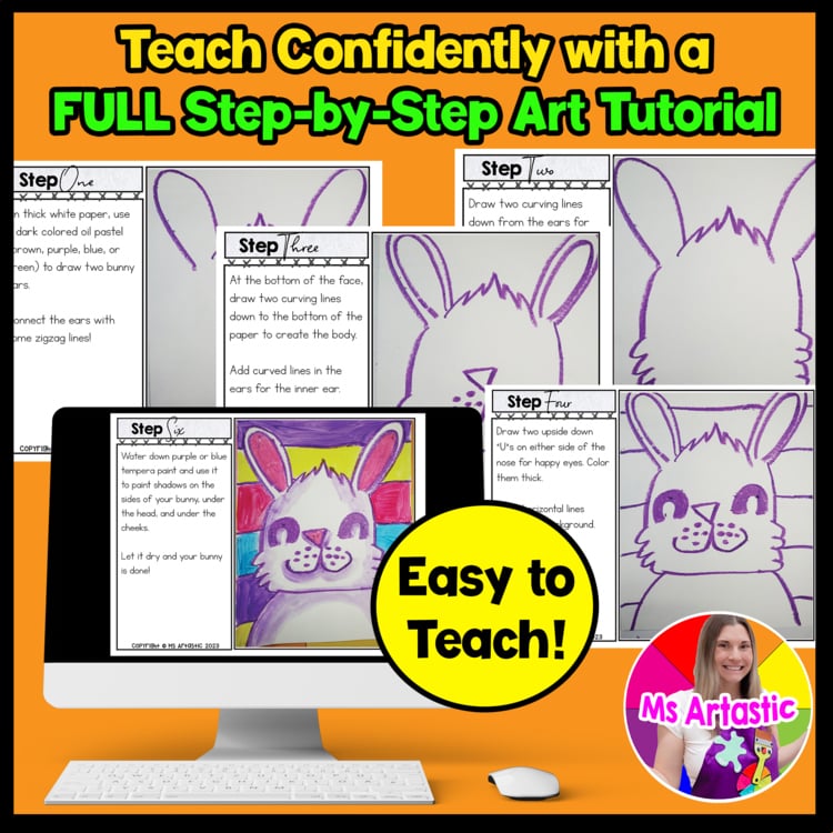 Easter Bunny Art Project Easter Bunny Directed Drawing Art Lesson Spring Art – image 4