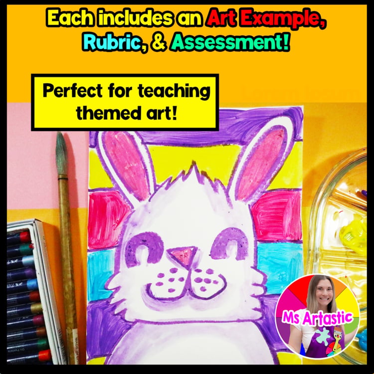 Easter Bunny Art Project Easter Bunny Directed Drawing Art Lesson Spring Art – image 2