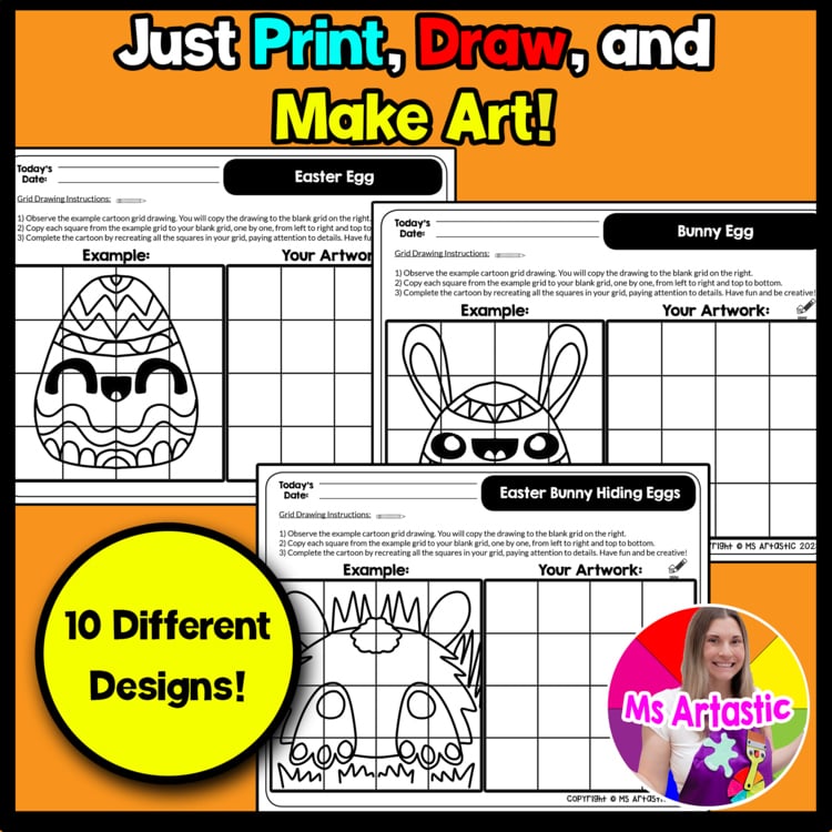 Easter Cartoon Grid Drawing Worksheets Easter Drawing Easter Art Activities – image 2