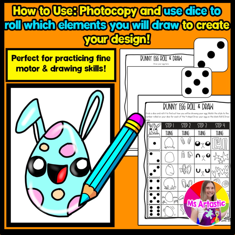 Easter Roll and Draw Directed Drawing Games Easter Art Activities Easter Lesson – image 2